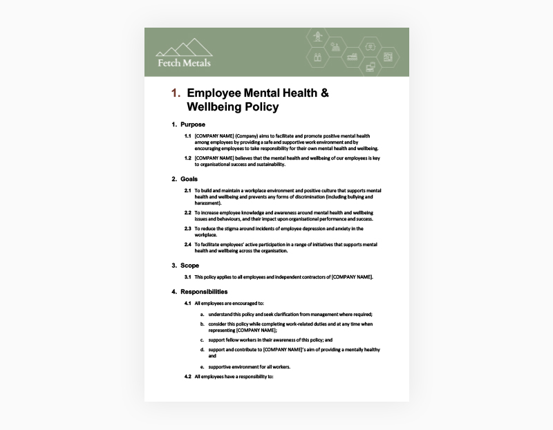Template – Employee Mental Health & Wellbeing Policy