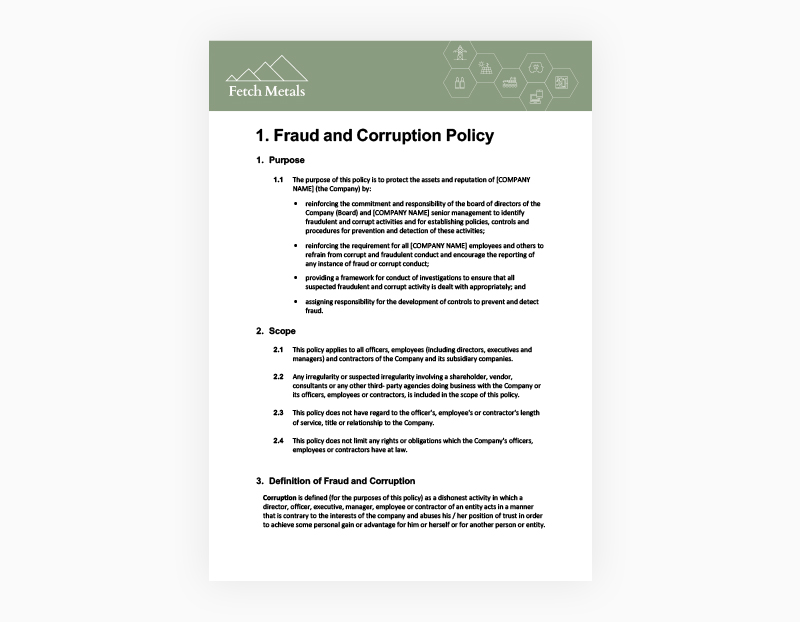 Fraud and Corruption Policy – Template